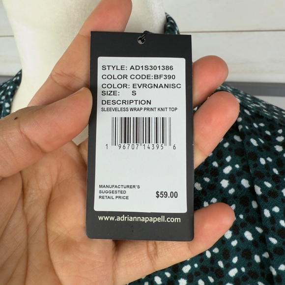 ADRIANNA PAPELL surplice v-neck polka dot size small nwt sleeveless tank top - Picture 12 of 13